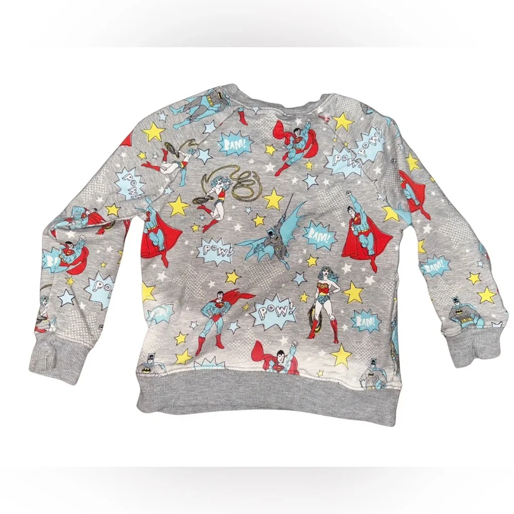 Little Sleepies Gray Superhero Print Kids Sweatshirt with Red and Yellow Accents - Picture 2 of 5